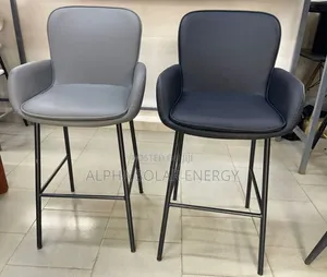 Two Modern Leather Bar Stools