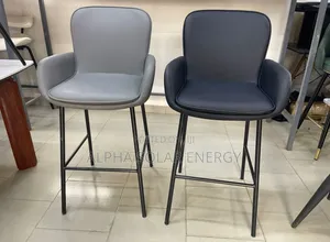 Two Modern Leather Bar Stools