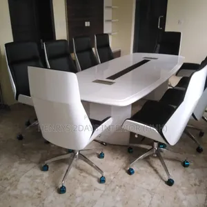 Comference Table With Chairs Black and White Color