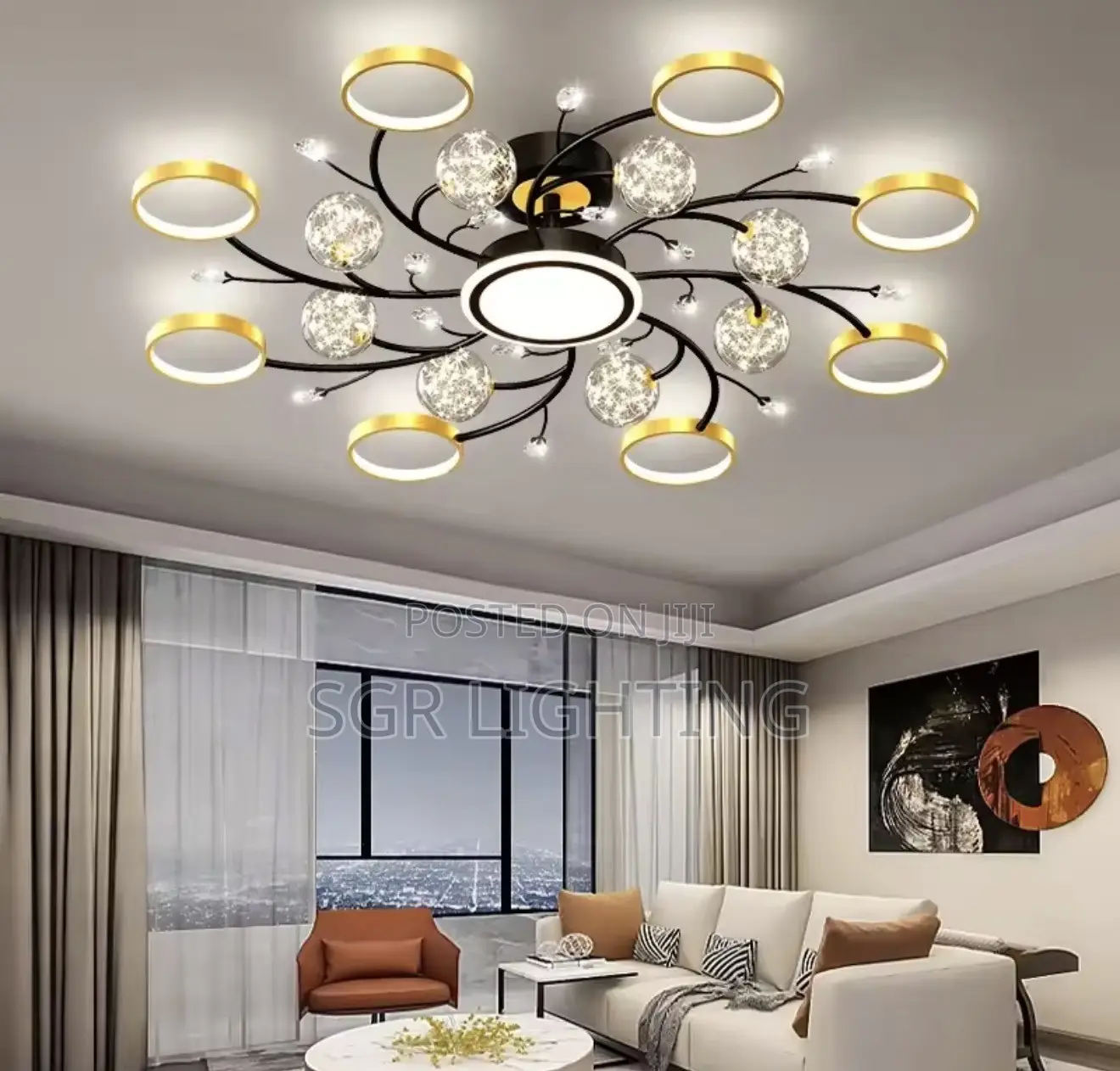 Modern Black Ceiling Chandeliers for Living Room Hall Ceiling
