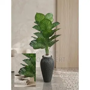 Large Artificial Calathea Floor Plant in Black/White Indoor Faux Decor