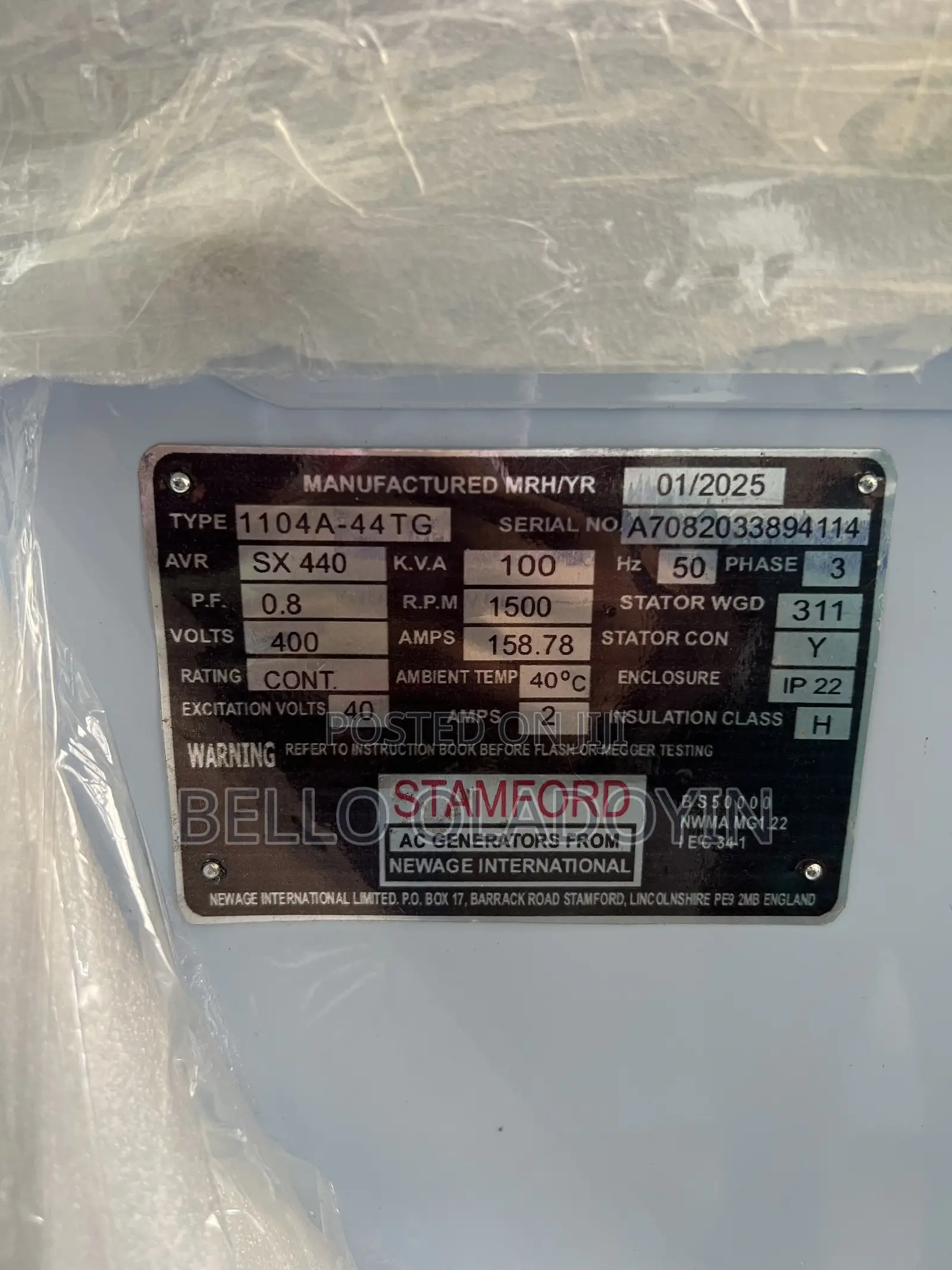 PERKINS 100kva Diesel Generator