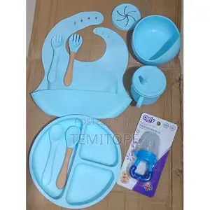 Baby Silicone Feeding Set-Plates, Bib, Cup, Spoons, Forks