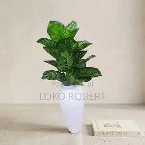 Artificial Flower Vase Floor Plant in Ceramic-Look Pot – Modern Decor