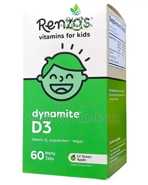 Renzo's Kids Dynamite D3 1000iu 60 Melty Tabs_ for Strong Bones