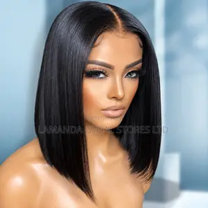 Short Straight Middle Part HD Lace Front Bob Wig