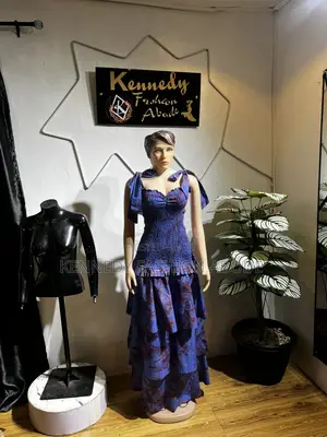 Women’s Adire Smoked Long Gown