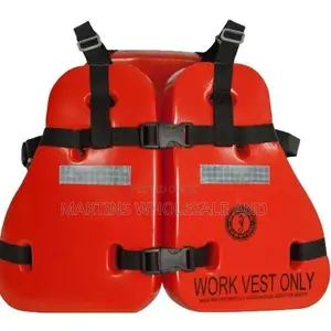 Vinyl-Coated Foam Work Vest Labeled "WORK VEST ONLY" With Black Adjust