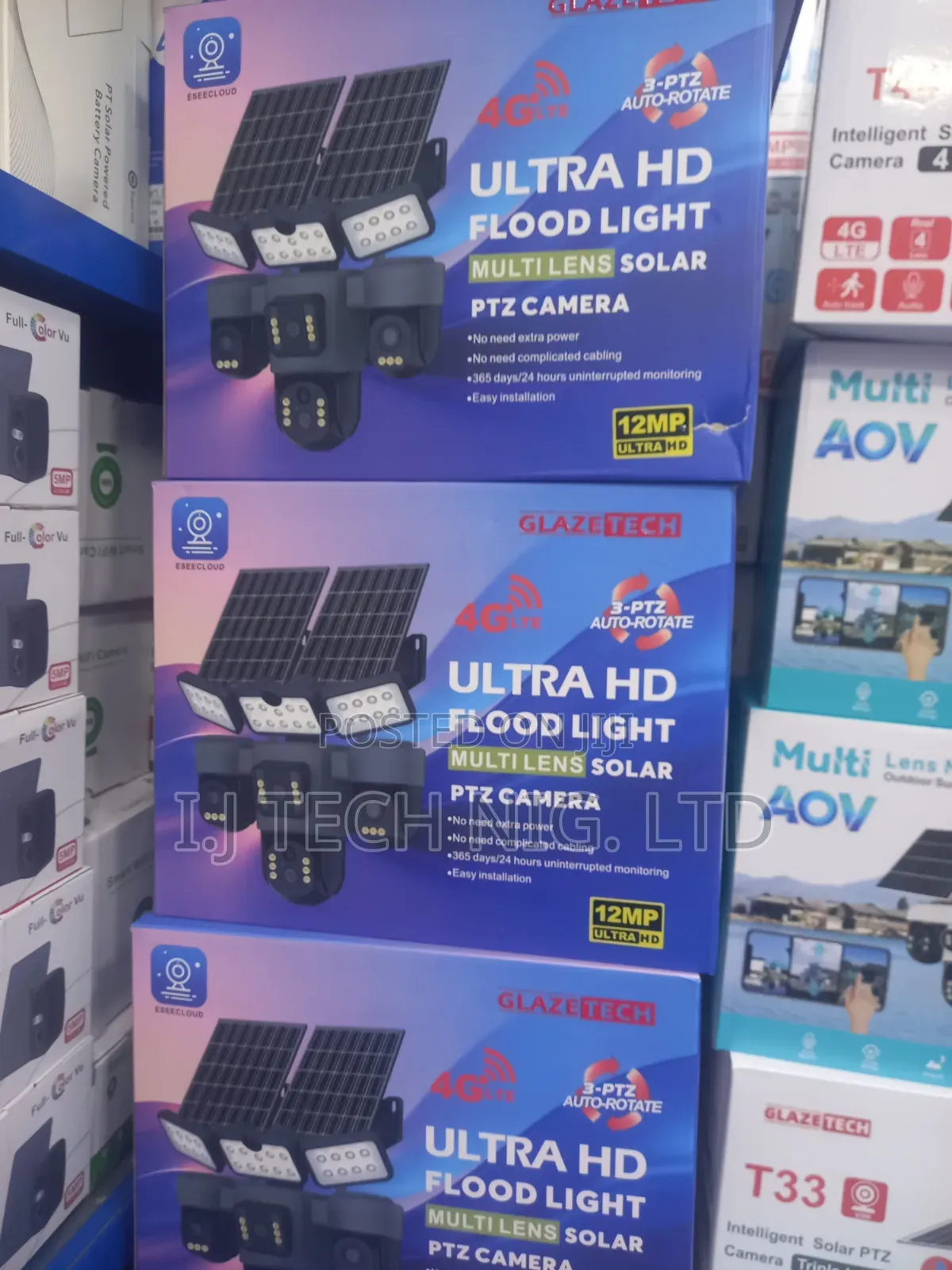 Eseecloud HD Flood Light 3 Lens 4g Solar PTZ Camera