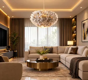 Nordic Creative Chandelier Feather Pendant Light for Living Room
