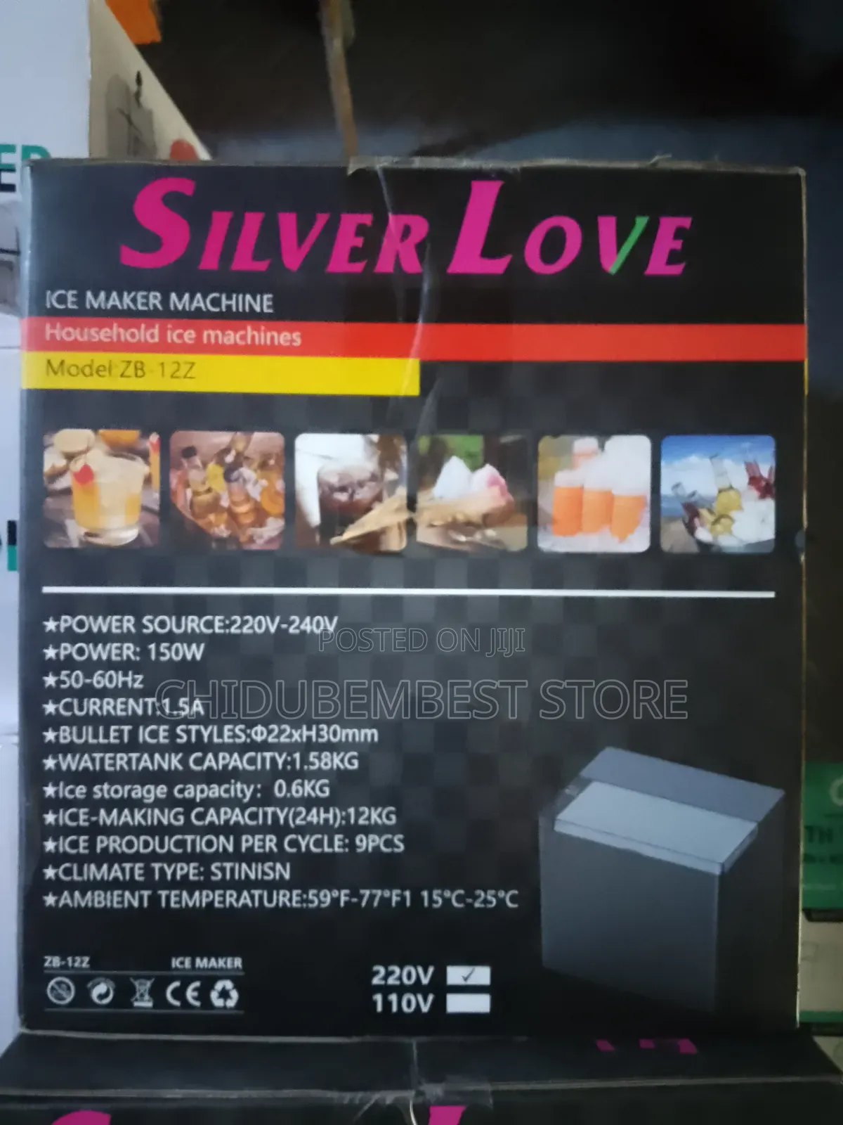 Silver Love Ice Maker Machine Model: Zb-12z