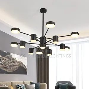 Modern Luxury LED Chandelier – Black Multi-Arm Ceiling Light