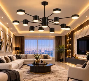 Modern Luxury LED Chandelier – Black Multi-Arm Ceiling Light