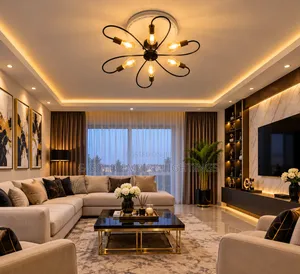 Modern Luxury Flower Chandelier – 6-Light Black Ceiling Light