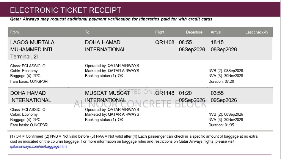 Flight Ticket Available