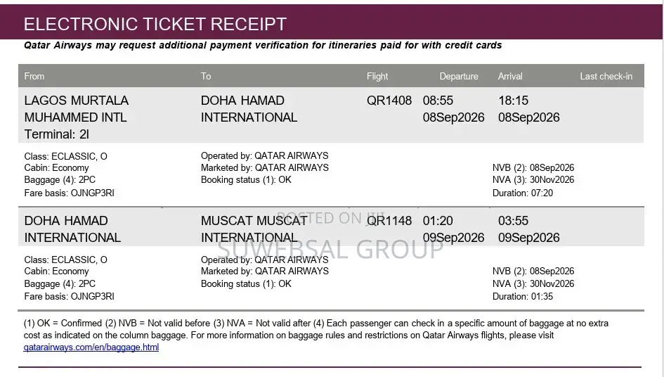 Flight Ticket Available