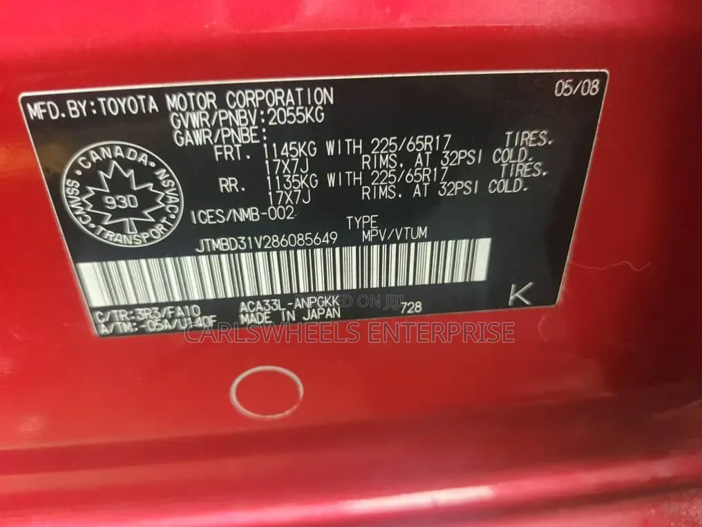 Toyota RAV4 2008 Red