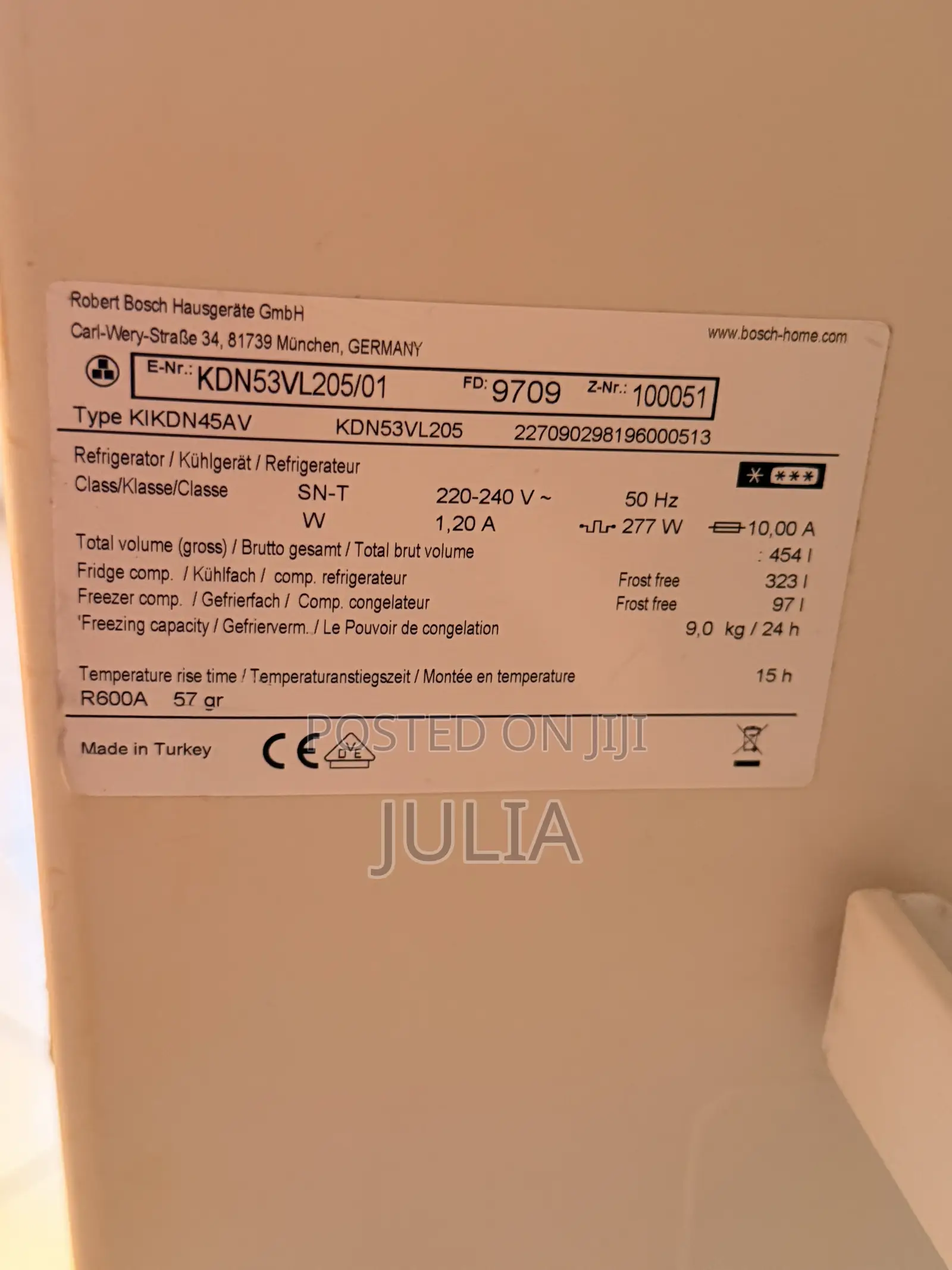 Bosch Fridge 454L