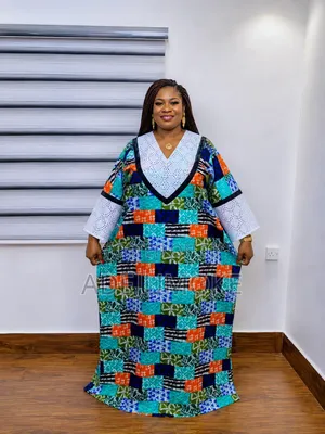 Elegant Ankara Stoned Lace Maxi Gown