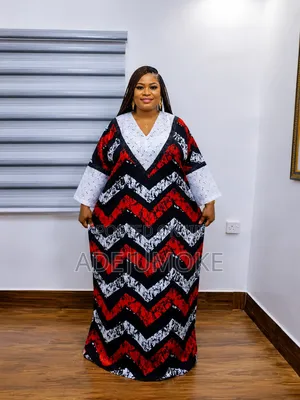 Elegant Ankara Stoned Lace Maxi Gown