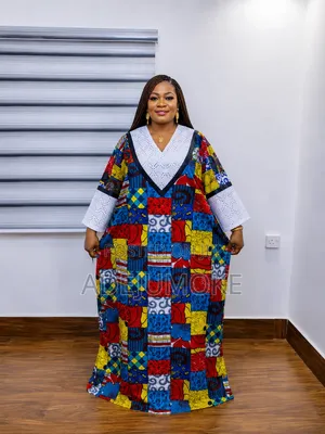 Elegant Ankara Stoned Lace Maxi Gown