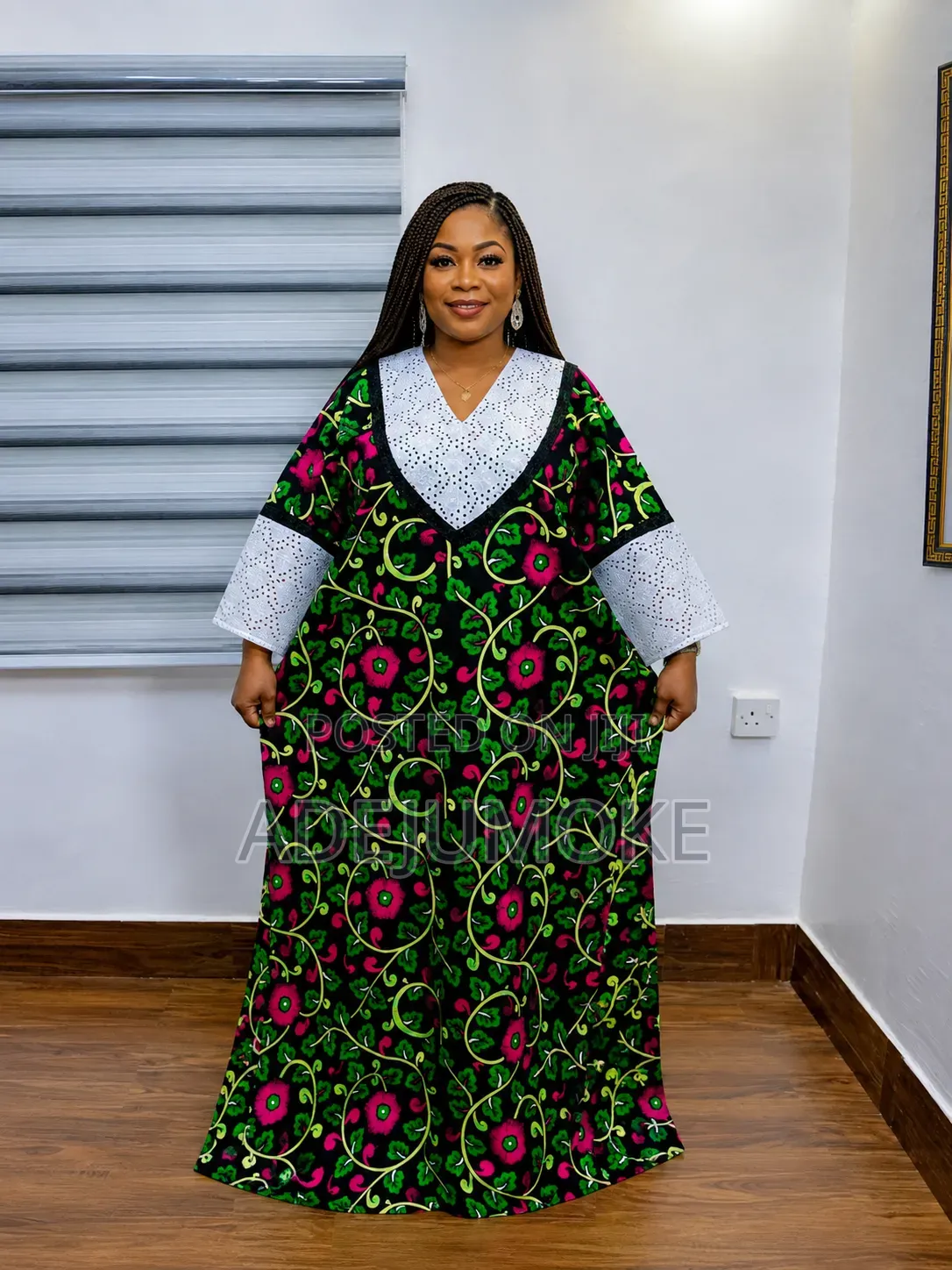 Elegant Ankara Stoned Lace Maxi Gown