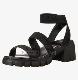Original Madden Girl Haley Black Chunky Ankle-Strap Platform Sandals