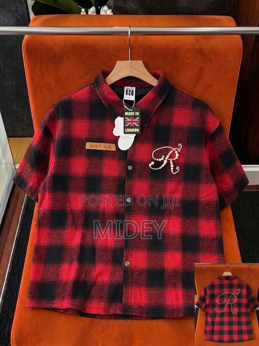 High-Quality Red and Black Button-Down Shirt.
