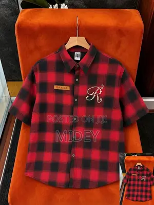 High-Quality Red and Black Button-Down Shirt.