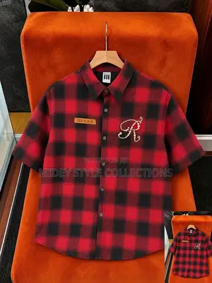 High-Quality Red and Black Button-Down Shirt.