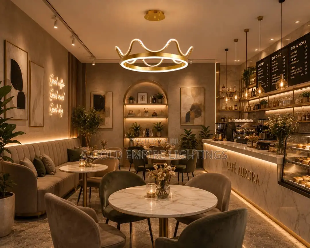 Modern Luxury LED Ring Chandelier – Gold Ceiling Light