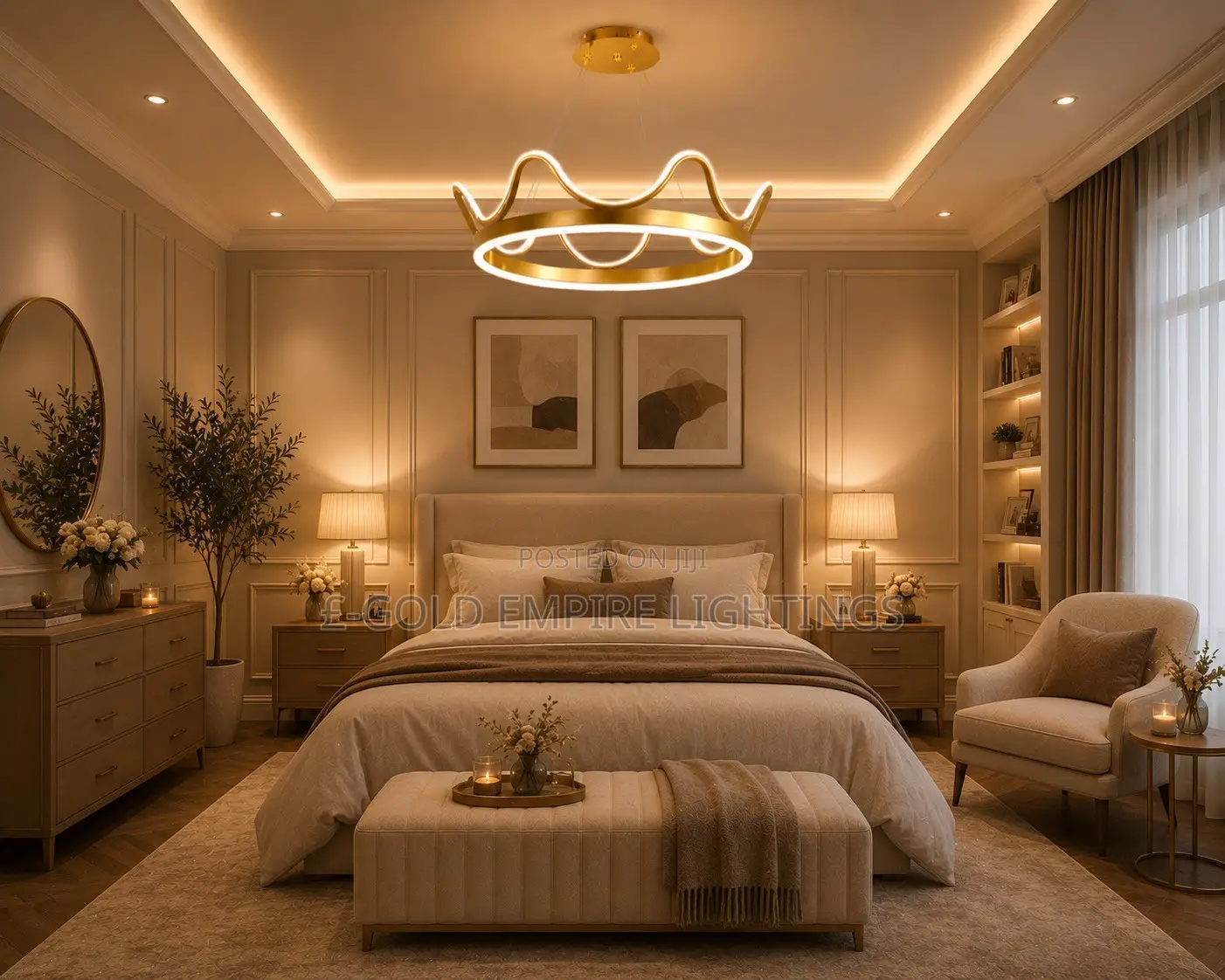 Modern Luxury LED Ring Chandelier – Gold Ceiling Light