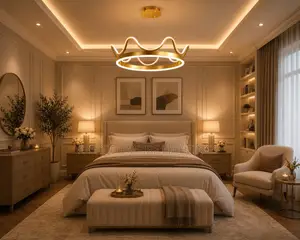 Modern Luxury LED Ring Chandelier – Gold Ceiling Light