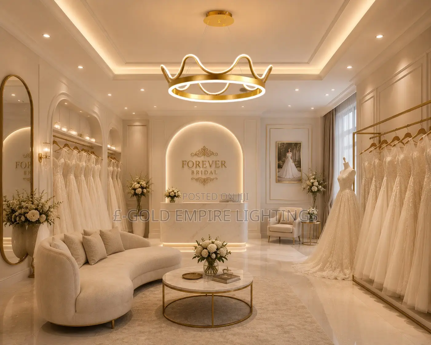 Modern Luxury LED Ring Chandelier – Gold Ceiling Light
