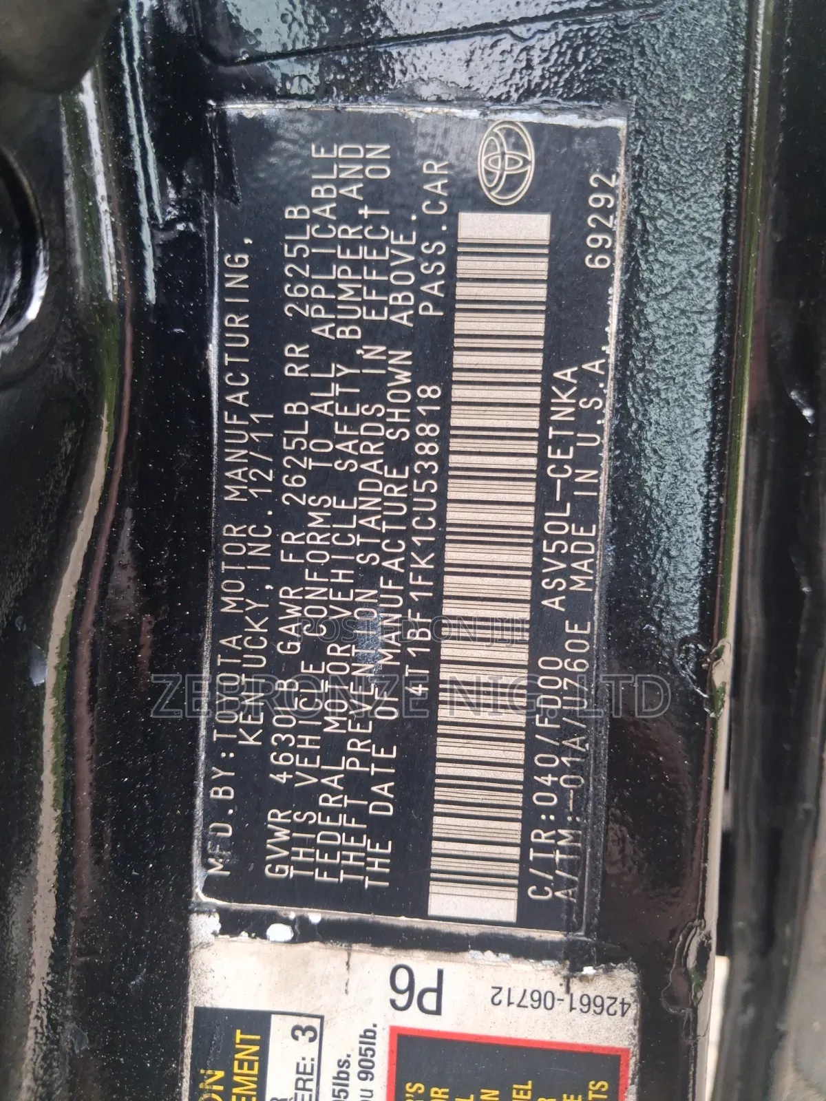 Toyota Camry 2012 Black