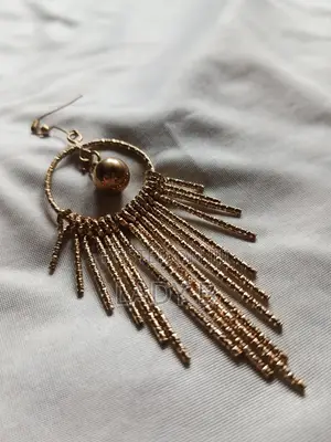Golden Pearl Dangling Metallic Tassel Earrings