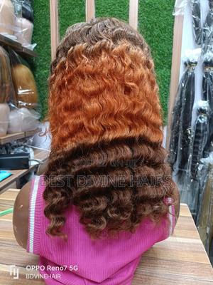 16" 13*4 Deep Wave Wig in 3- Toned Human Hair .(1)
