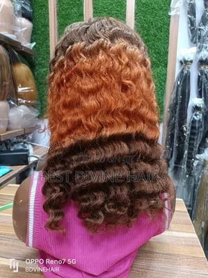 16" 13*4 Deep Wave Wig in 3- Toned Human Hair .(1)