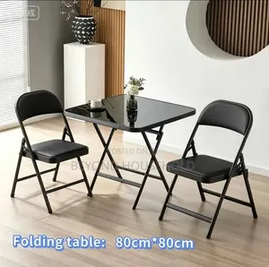 Foldable Tempered Glass Table With 2 Chairs Table