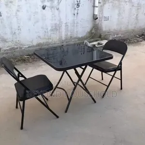 Foldable Tempered Glass Table With 2 Chairs Table