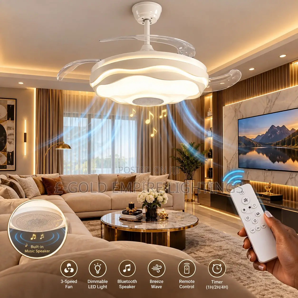 Premium Fan Chandelier With Bluetooth