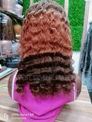 16" 13*4 Deep Wave Wig in 3- Toned Human Hair .(1)
