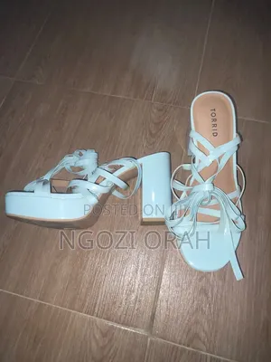 Original Torrid Light Blue Strappy Lace-Up Platform Block Heels
