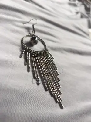 Silver Pearl Dangling Metallic Tassel Earrings