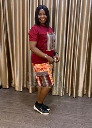 Adire Shorts and Tee in Peach