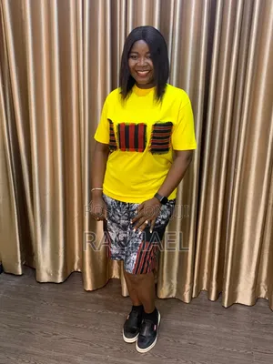 Adire Shorts and Asooke Tee in Black