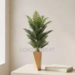 Premium Artificial Flower Vase Palm Tree With Geometric Tapered Pot