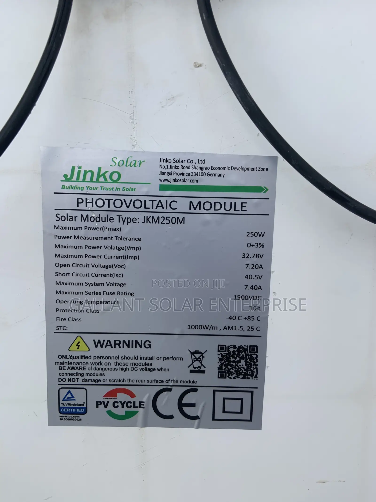 250w Jinko Panel