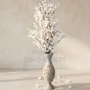 Spring Indoors Artificial Flower Vase Cherry Blossom Arrangement