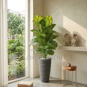 Large Artificial Flower Vase Plant in Decorative Terrazzo Planter